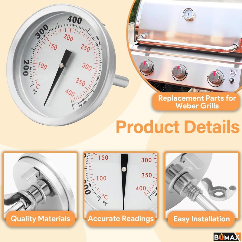 BQMAX 67088 67731 Grill Thermometer for Weber Genesis II Genesis 300 Summit Series Grills, Grill Temperature Gauge for Weber Genesis E/S-310, Grill Thermometer Temperature Range 200-700F, 2-3/8” Diameter - Image 4